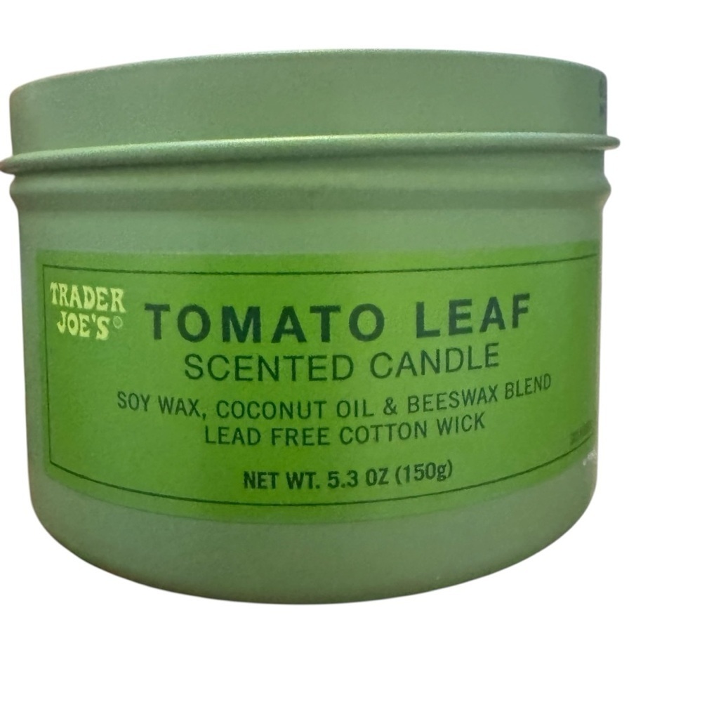 Soy wax coconut beewax blends candle Tomato Leaf in sage tin Trader Joe’s 5.3oz - Picture 7 of 7